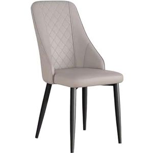 Eetkamerstoel Eetkamerstoelen PU-leer Comfortabele bijzetstoelen met zwarte metalen poten for keuken, eetkamer, woonkamer, restaurant(Color:Light Gray)