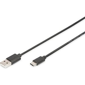 DIGITUS USB 2.0 aansluitkabel - 1.8m - USB A (St) naar USB C (St) - 480 Mbit/s - verbindingskabel - blister - zwart