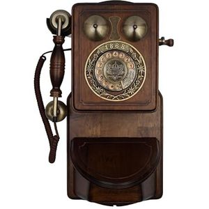 DAEOIBHJR Retro Roterende Wandtelefoon, Vintage Wandgemonteerde Telefoons, Oude Oude Bedrade Telefoon met Mechanische Beltoon