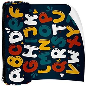 Potlood Case Pen Tas Houder met Rits Coin Organizer Tassen Make-up Cosmetische Pouch voor Vrouwen Tiener Meisjes Jongens Kinderen, Donkergroen Engels Hoofdletters Alfabet