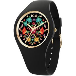 Ice-Watch - ICE flower Mexican bouquet - zwarte damenhorloge met siliconen armband - 019206 (Medium)