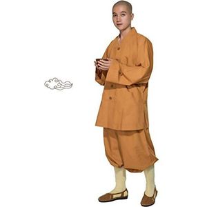 AMhuui Jurk meditatie pak, zomer boeddhistische Shaolin, Vechtsporten Kleding Shaolin Kung Fu Uniformen Vechtsporten Kleding Monk Jurk Korte Jurk Gemerceriseerde Katoen Monk Jurk