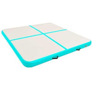 Susany Opblaasbare gymnastiekmat met pomp, luchttrainingsmat, airtrack tumbling, voor thuis, yogamat, turnmat, fitnessmat, zeer dicht pvc, 200 x 200 x 20 cm, groen