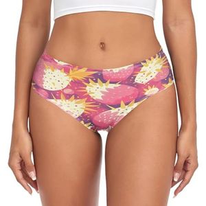 sawoinoa Roze patroon tropische vruchten onderbroek vrouwen middelhoge taille slip vrouwen comfortabel elastisch sexy ondergoed bikini broekje, Mode Pop, XS