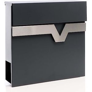 Brievenbus met krantenvak V60 antraciet afsluitbare brievenbus voor wand met langzaam Soft Close