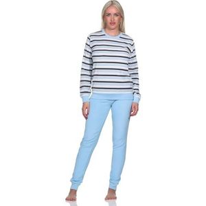 NORMANN - Damespyjama - Blauw - Lange Mouwen - Badstof