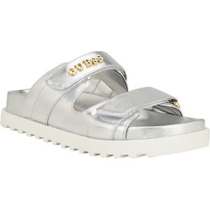 GUESS Fabulon platte sandaal voor dames, zilver 040, 8.5 UK, Zilver 040, 8.5 UK