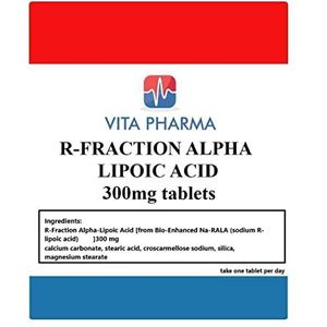 R-Fraction Alpha LIPOIC Acid 300 mg, 30 tabletten, 1 maanden levering, neem een per dag, door VITA PHARMA, UK geproduceerd, verse verzegeling verpakt