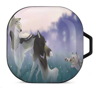 Wolf Baby Oordopjes Hoesje Compatibel met Samsung Hard Shell Beschermende Cover Case Zwart-Stijl