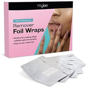 Mylee Gelnagellakremoverfolies, aluminium foliewikkels met pluisvrije katoenen wattenballen om gellak snel en zacht te kunnen verwijderen, 100 stuks