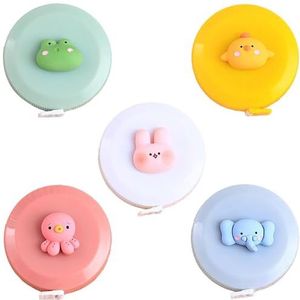 Mini-meetlint, 5 stuks, meetlint voor cartoondieren, zacht rond meetlint, intrekbaar meetlint, draagbaar meetlint