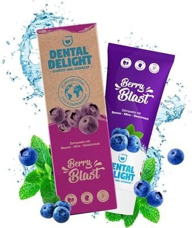 DENTAL DELIGHT Berry Blast Tandpasta, veganistische tandpasta met smaak, tandpasta (blauwe bessenmunt, 1 stuk)