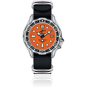 CHRIS BENZ DEEP 500M automatisch duikhorloge met Zulu Ballistic nylon band, koraaloranje, koraaloranje, Riemen.