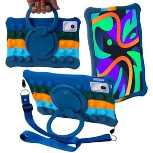 Soft Silicon Cover Geschikt for Lenovo Tab M11 2024 TB-330FU TB-331FC 11 inch Soft Bubble Silicon Case Met schouderharnas(DeepBlue Colorful)
