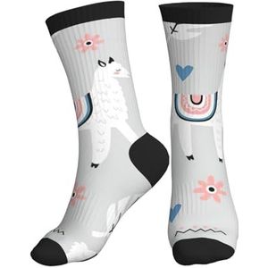 Jkkghll Alpaca Print Mannen Vrouwen Mid-Tube Sport Sokken Ademend Atletisch Voor Running Fitness Dagelijkse Slijtage, Zwart, One size