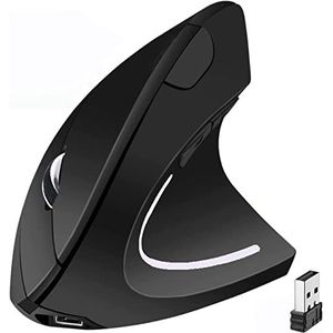 Ergonomische verticale muizen USB draadloze verticale muis, 2.4G oplaadbare optische verticale muizen Hoge precisie optische muis Verstelbaar800 / 1200/1600 DPI, 5 knoppen voor pc/laptop/Mac