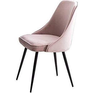 GEIRONV 1 Stuk Eetstoel,45×43×80cm voor Restaurant Hotel Receptie Stoel Moderne Eenvoud Fluweel Zwarte Benen Bureaustoel Eetstoelen (Color : Light pink, Size : 45x43x80cm)