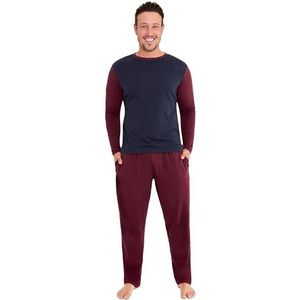 CityComfort Lange pyjamaset voor heren, volwassenen, tieners, zachte 2-delige loungewear, nachtkleding, gezellige pyjama's - geschenken voor hem, Bourgondy/Marine, M