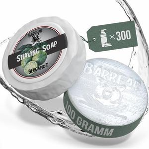 Barbear Luxe Scheerzeep, 100 g, jumbo size, veganistisch alternatief voor scheercrème, handgemaakt in zeepfabriek, powerformule voor dicht scheerschuim (Bergamot)