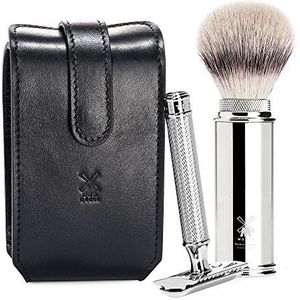 Mühle - Travel - Reisscheerset - Zwart - 3-delige set met Silvertip Fibre® Borstel en Veiligheidsscheermes