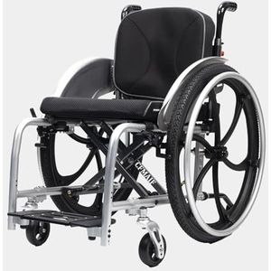 CFMAIF Lichtgewicht opvouwbare rolstoel voor volwassenen, aluminiumlegering sportrolstoel, zelfrijdend, met handremmen, Quick Release achterwielen (zilver, 38 cm zitplaats)