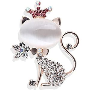 Pinnen Brooch Cat Brooch for Ladies Girls Fashion Exquisite Crystal Gold Cute Animal Kitten Button Lapel Pin Dress Set Scarf Accessories Jewelry Christmas Winter Fashion Decoration