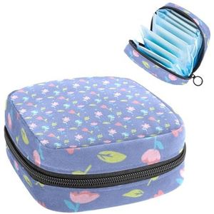 Opbergtas voor maandverband, menstruatiecup zakje tampon tas, menstruatiepads, houder organizer voor dames en meisjes, paasbloemen