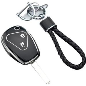 Sleutelkaarthouder Voor Master Voor Kangoo Voor Clio Voor Modus Voor Twingo Tpu Autosleutel Case Cover Shell Fob Sleutelbehuizing(2Button Silver Black Set 1)