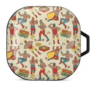Luchadores Heroes Oordopjes Hoesje Compatibel met Samsung Hard Shell Beschermhoes Zwart-Stijl
