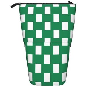 Evengigy Vlag van Nigeria Print Leuke Etui met Zip Verstelbare Stand Potlood Houder Grappige Make-uptas, Zwart, Eén maat, Tas Organizer