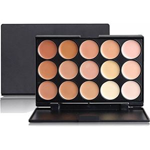 FantasyDay 15 Kleur Langhoudend Full Coverage Crèmes Afdekstift Concealer Palette Correctors Gezicht Foundation Makeup Contour Kit met Make-upkwasten - Verberg Oneffenheden voor een Perfecte Teint