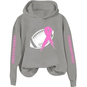 SPONYBORTY Dames voetbalhoodie met roze band, grafische print, casual sporttrui voor heren, A3/XXL