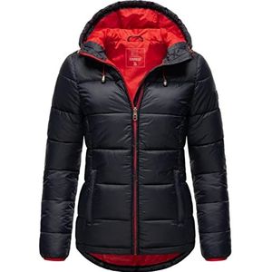 MARIKOO Leandraa lichte winterjas voor dames, gewatteerde jas met capuchon, maat 34-48, Donkerblauw, 48 NL