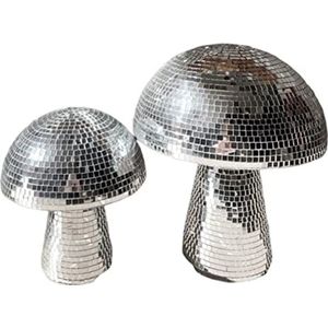 Champignon Disco Ball, Zilveren Disco Ball, Disco Spiegel Glitter Ballfor voor Thuis, Bar, Feest, Kamer Tafel Decor (S + L)