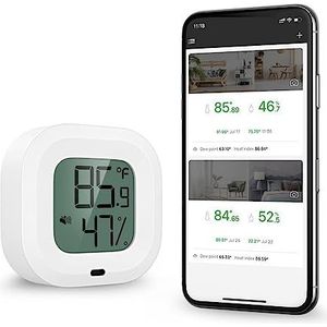 Draadloze Thermometer Hygrometer Mini Bluetooth 5.0 Vochtigheid Temperatuursensor Alert Ingebouwd(White)