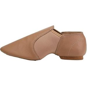 Ballet Schoenen Echt Leer Jazz Dans Schoenen Tan Zwart Antislip Zool Jazz Schoenen Peuter Meisjes Vrouw Gymnastiek Unisex Slip Op Jazz Ballet Dans Schoenen, Beige, 44(27CM)