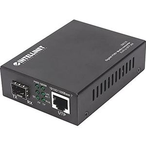 Intellinet 508216 Gigabit PoE+ Media Converter, 1 x 1000Base-t RJ45 Haven naar 1 x SFP Haven, PoE+ Injector