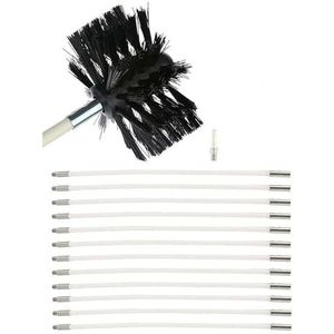 Elektrische Schoorsteenvegerset, Schoorsteenborstelboor, Gemotoriseerde Roterende Veegmachine, Gereedschapsset Met 6/9/12/15/18 Flexibele Staven Schoorsteen Reinigingsborstel Kit (Color : 12 Rods, S