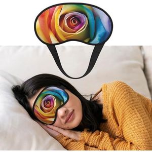 Regenboog roos bloem oogmasker om te slapen zacht satijn slaap schaduw cover blinddoek met elastische band reizen dutje verduisterende oogschaduw cover voor vrouwen mannen