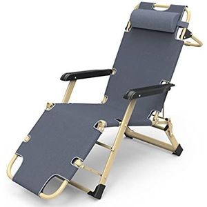 GEIRONV Zero Gravity-fauteuils,voor Patio Terrasplanken Tuinen Ligstoel voor Buiten Draagbaar Opvouwbaar Lunchpauze Ligstoel 1 Stuk Fauteuils (Color : Gris, Size : 52x97x95cm)