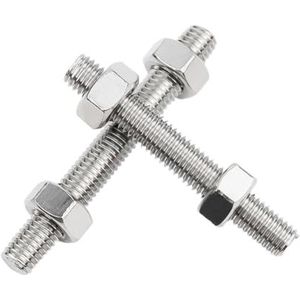 2 Stuks 304 Roestvrij Staal Volledig Draadstang Met Zeskantmoeren Metalen Studding Bar Draadstangen Studs Lengte 200-500mm for Montage Bevestiging(M4,300mm)