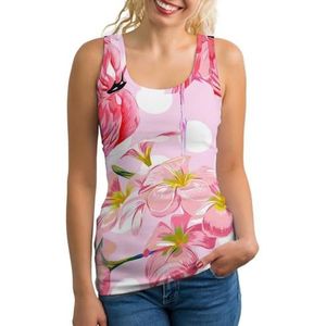 Mooie Flamingo Vogel Polka Dot Lichtgewicht Tank Top voor Vrouwen Mouwloze Workout Tops Yoga Racerback Running Shirts XL