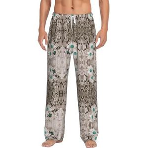 Dexnel Daisy Flowers Zachte pyjamabroek voor heren, klassieke slaapbroek, comfortabel, polyester pyjamabroek met zakken, Wit, S