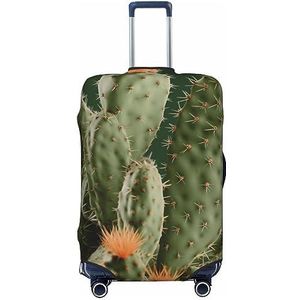 OPSREY Bagage Cover Elastische Koffer Cover Gepersonaliseerde Dubbelzijdige Groene Cactus Print Bagage Cover Protector Voor 18-32 Inches, Zwart, L