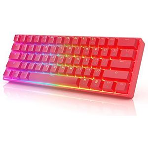 GK61 Mechanical Gaming Keyboard 60 Percent | 61 RGB Rainbow LED Backlit Programmable Keys | USB Wired | For Mac and Windows PC | Hotswap Gateron Optical Red Switches | Red