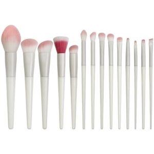 Multifunctionele Make-upborstel Make-up Kwastenset 14 Stuks Blush Kwast Contour Kwast Gezichtsmake-up Kwast Oogmake-up Kwasten voor Dames(White)