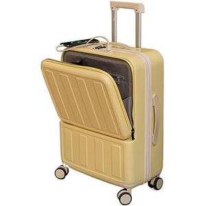 Trolley Case Koffer Bagage Met TSA-slot En USB-oplaadpoort, Kan In De Vliegtuigkoffer Voor Dames Worden Vervoerd Bagage Lichtgewicht (Color : Yellow, Size : 20in)