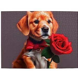 Gentleman-achtige hond houten puzzel 500 stuks voor kinderen volwassen puzzel 20,4 inch x 15 inch (ca. 52 cm x 38 cm)