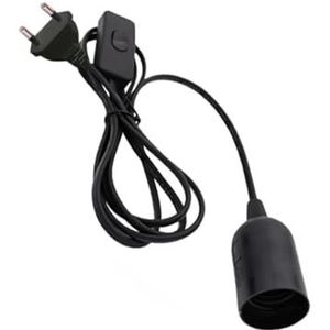 5 stuks/partij E27 E14 lampvoet US EU stekker schroefhouder met schakelaar draad hanglampkop for LED-spaarlampen(Black Eu Plug,E14)