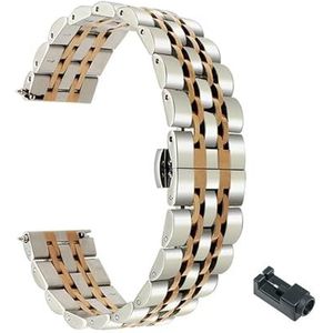 Metalen roestvrijstalen klassieke polsband geschikt for Huawei Watch GT 2 4 6 mm 42 mm band armband horlogeband geschikt for EER Magische polsband (Color : Silver rose, Size : For MagicWatch2 46mm)